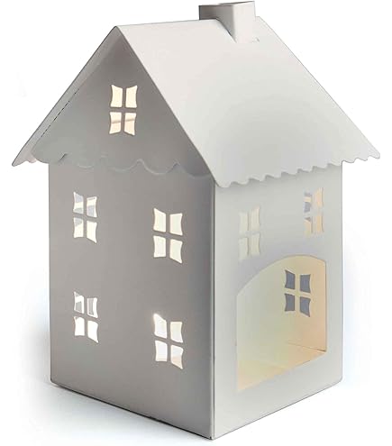 Lanterna Casetta In Ceramica Excelsa - Bianco, 10.5x10.5x14 Cm, Decorazione Per Interni - Foto 11