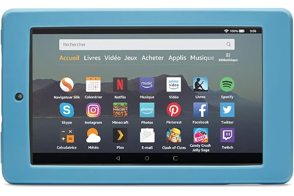 Nupro Coque antichoc pour tablette Fire 7, Bleu gris