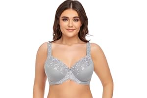 Ayigedu UK Women's Underwire Bra Lace Non Padded Plus Size Full Coverage Minimizer Bras