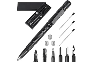 TUMNEA Bolígrafo táctico, bolígrafo multifuncional para herramientas, bolígrafo multiusos 10 en 1, herramientas de emergencia para exteriores, regalos para hombres y novios