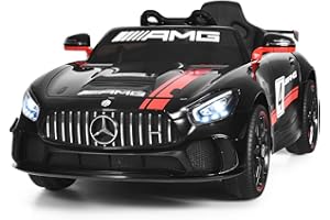 COSTWAY 12V Mercedes Benz Kinderauto mit 2,4G Fernbedienung, 3 Gang Elektroauto 3-5km/h mit LED Scheinwerfer, MP3, Hupe und Musik, Schaukelfunktion, Kinderfahrzeug 2 Türen zum Öffnen 3-8 Jahre