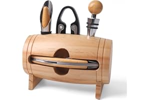ZBPASL Forme de Tonneau de Vin Tire-bouchon de vin, Ouvre Bouteille, ensembles de sommelier avec ouvre-bouteille, Ensemble d'accessoires pour Le vin (Wood)