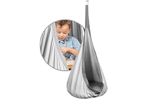 KOJANA Hängehöhle mit Kissen & Innentasche – Textiler Hängesitz für den Innen- & Außenbereich – Belastbar bis 80 kg – 70x150 cm (Grau)