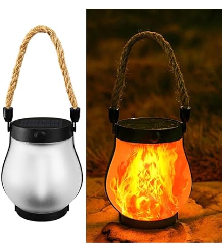Lanterne Solaire Extérieure Cytbek - Effet Flamme Scintillante LED, Imperméable IP65, 4 Pièces, Charge USB/solaire