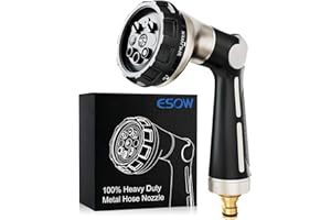 ESOW Hose Pipe Spray Gun, 100% Heavy Duty Metal Garden Hose Gun with 8 Different Spray Patterns, High Pressure Hand Sprayer for Watering Plant & Lawn, Washing Car & Pet