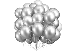 GHOIETV 100 Globos Plateados de Látex Con Helio para Fiestas, Niños, Cumpleaños, Bodas, Compromiso, Graduación y Aniversario
