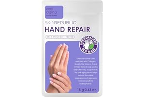 Skin Republic Hand Repair Mask | Moisturizing Gloves | With Collagen, Shea Butter & Vitamin E | For Dry, Rough Hands | Leaves skin soft, smooth & youthful (1 pair)