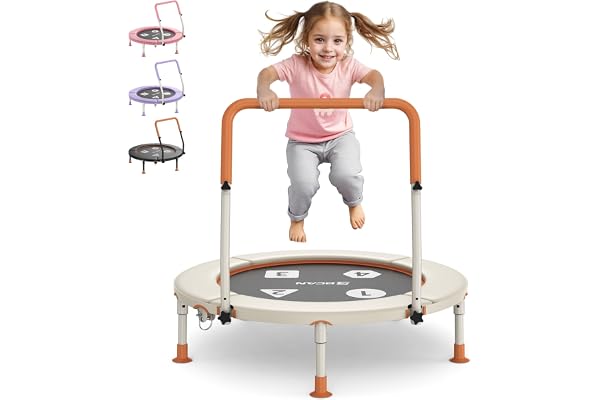 BCAN 91 cm studsmatta för småbarn, justerbart handtag, säkerhetskuddar och vikbara ben, babystudsmatta för inomhus och utomhu