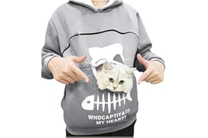 95sCloud Damen Kapuzenpullover Langarm Sweatshirt Hoodie für kleine Katze Hunde Tasche Hoodie Pullover Top Kangaroo Carrier Pulli Kapuze mit Reißverschluss Katzenpulli T-Shirt Atmungsaktive Blouse