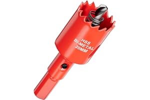 GA1FSL Otwornica, korona wiertnicza 20 mm z bimetalu HSS – wysokiej jakości otwornica i piła tarczowa z adapterem trójkątnym uchwytem i wiertłem centrującym do drewna, tworzyw sztucznych, metalu, płyt