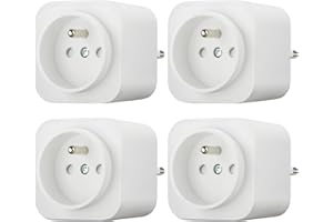 Amazon Basics prises intelligentes d'intérieur Wi-Fi, compatibles exclusivement avec Alexa, blanches, prise françaises, Lot de 4