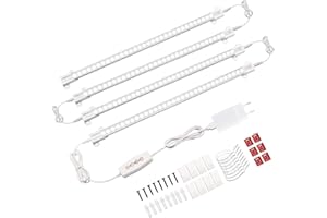 ‎IZELL iZELL 10W Unterbauleuchte Küche LED - 1000 Lumen | 6000K Neutralweiß Lichtleiste mit Timing -Speicherfunktion, 【4 Helligkeitsstufen & 3 Befestigungsoptionen】 230V Unterschrank Beleuchtung - 4er Lampen