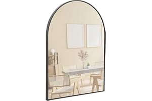 ‎TERRA HOME Terra Home Wandspiegel - Halbrund, 60x80 cm, Schwarz, Modern, Metallrahmen Spiegel - für Flur, Wohnzimmer, Bad oder Garderobe