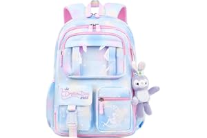 Hovkib Schulrucksack für Mädchen, Kinder Grundschultaschen Leichte Rucksäcke Kinder Schulranzen Büchertasche Große Kapazität Schultasche Niedlicher Kinderrucksack für 5-12 Jahre