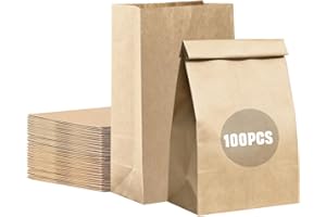 Staranry 100 Stück Papiertüten, 22x12x7cm Kraftpapiertüten Geschenktüten, Klein DIY Tüten Candy Tüten zum Verpacken von Geschenken, Giveaways, Kindergeburtstag, Hochzeit, Party, usw