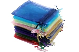 Leylve 100 Pièces Sachet Organza 7x9cm, Sac Cadeau, Pochette Bijoux, Sac de Mariage, Sac de Lavande, Faveur de Mariage, Fête de Festival, Cordon de Satin(Multicolore)