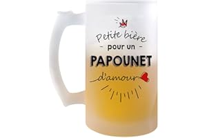 PLANETEE Chope De Biere Petite Pinte D'un Papounet D'amour | Idée Cadeau Fête Des Pères Annonce Grossesse Tasse Verre À Bière Cadeau Homme Anniversaire Original Famille Papa Pinte Cervoise