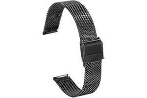 sourcing map Stainless Steel Mesh Watch Band Quick Release Adjustable Metal Replacement Watch Strap for Men and Women