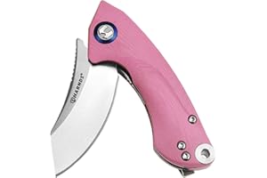 Harnds Outdoor Knife Folding Knife Sandvik 14C28N Blade Camping Knife with Pocket Clip G10 Handle Flipper Open Camping Knife for Camping Survival (różowy)