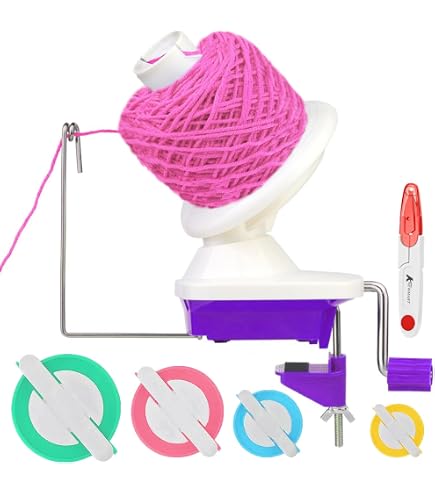 Avvolgitore Per Gomitoli Di Lana – Manuale, Facile Da Usare, Basso Rumore – Include Forbici, 10 Pennarelli E 10 Aghi In Plastica – Rosa