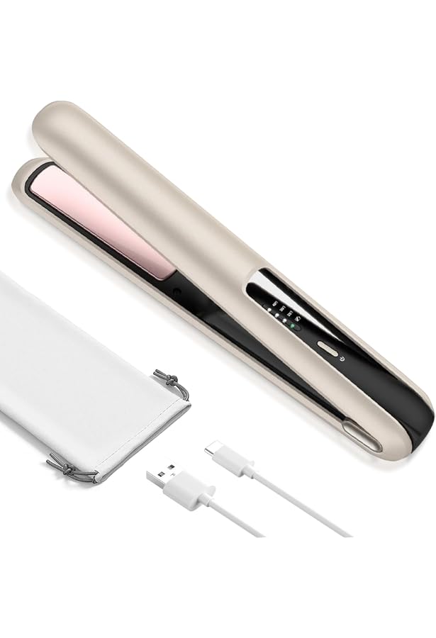 Audasi Kabelloser Glättkamm – USB-aufladbar, 3 Temperaturstufen, Mit Ionen-Technologie, Inkl. Tasche & Spangen
