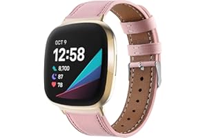 Classicase Cinturino in pelle compatibile con Fitbit Versa 3 / Fitbit Sense, cinturino in vera pelle
