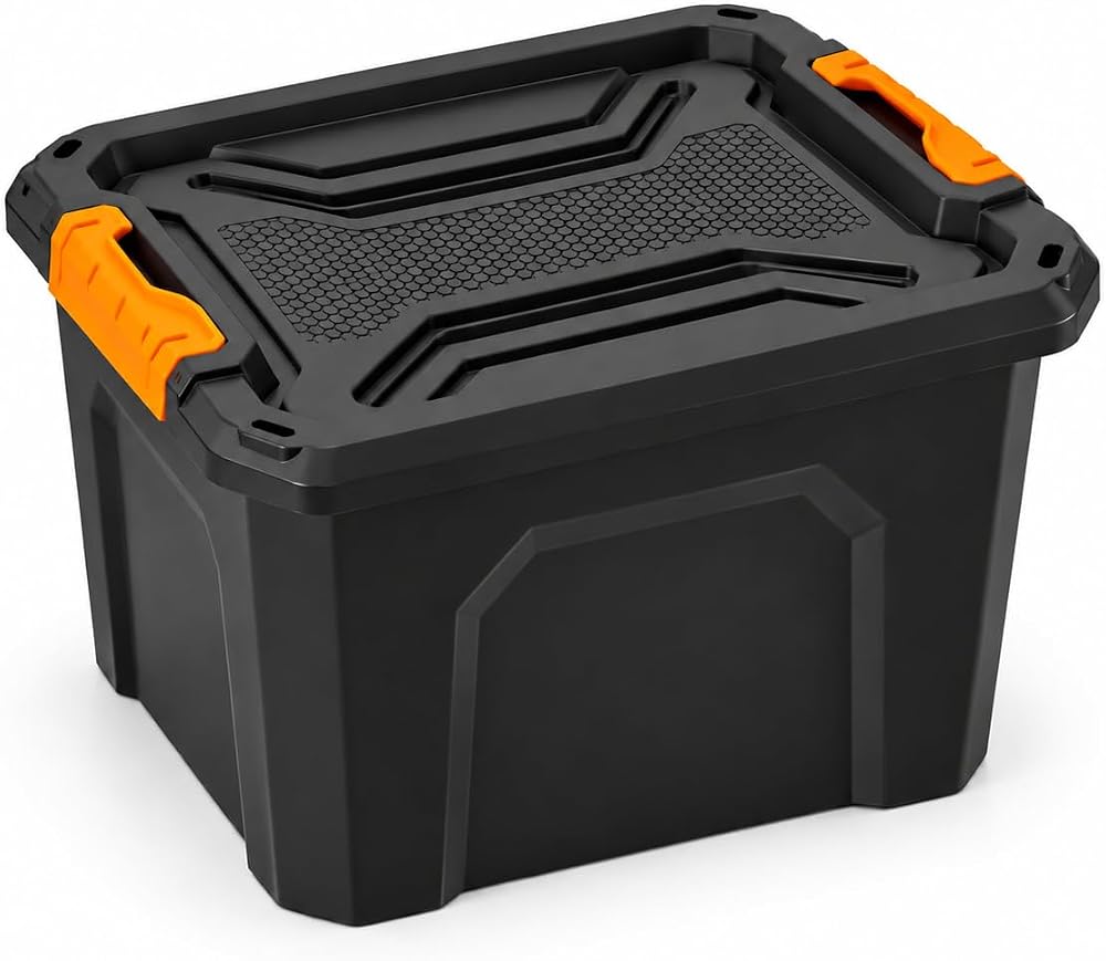 Orret Home 18 Litre Plastik Saklama Kutusu, Kilitli Kapaklı Organizer Kutu, Takım Sandığı,Takım Çantası, Eşya Düzenleyici, Araç Bagaj Garaj Atölye Depolama Kutusu (18 Litre)