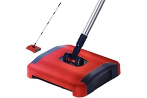 CAKEEYUM Carpet Sweeper Manual 3 Rolling Brushes Floor Sweeper Carpet Brushes with Wheels and Large Waste Bin 43inch Detachable Carpet Cleaner for Pet Hair Dust Debris