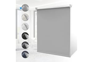 ‎HOMLAND Verdunklungsrollo ohne Bohren Rollos für Fenster B45 x H170 cm (Stoffbreite 40cm) Hellgrau Thermo Rollo Klemmfix Verdunkelungsrollo Seitenzugrollo Sicht-und Sonnenschutz Wandmontage