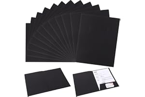 NIBOKEN Carpeta de Papel con 2 Bolsillos Kraft para Archivador, 12PCS Carpeta Archivos de Documentos A4 de Presentación con Ranuras para Tarjetas para Oficina Contratos o Informes (Negro)