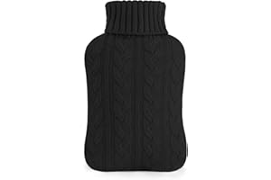 KOVO Hot Water Bottle with Knitted Cover – 2L Rubber Hot Water Bag for Hot & Cold Compress | Pain Relief for Neck, Shoulders, Back, Cramps, Feet & Hands | Leakproof & Reusable Warmer (Black)