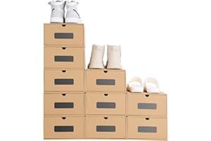 LIFERUN Zestaw 40 pudełek z okienkiem i szufladą, pudełko na buty z papieru typu kraftowego, pudełka do przechowywania można układać w stos, pudełko na buty, pudełko na zabawki, pudełko do przechowywania