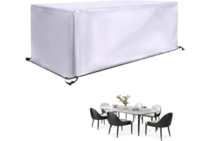 IKDZCM Funda para Muebles de Jardín 200x120x75cm/LxWxH Plata Funda Mesa Exterior Impermeable Cubre Muebles Exterior, Paño de Oxford, Funda Protectora para mesas de jardín y Juegos de Muebles