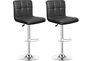 IntimaTe WM Heart Tabourets de Bar pour Petit Déjeuner Stools Moderne de Cuisine en Simili Cuir Chaises Rotatives avec Hauteur Réglable Lot de 2 (Noir) 5001A03 43 x 36 x 96.5 cm