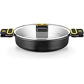 BRA Daily Pro | Low Casserole Pan 36 cm Cast Aluminium, Induction | Black and yellow, cast aluminium, non-stick three-layer,