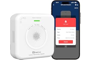 HEIMAN Detector de monóxido de carbono WiFi, detector de CO, duración de 10 años, EN50291, detector inteligente de monóxido de carbono con aplicación Tuya y SmartLife, portátil (WS-725ES)