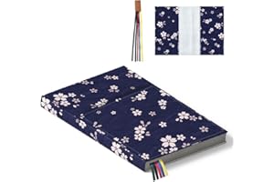 Hobbspring Book Covers for Hardcover 32x22cm Cherry Blossoms Book Protector Adjustable Books Sleeve with Bookmark Blue Paperback Book Cover for Novel Notebook Bookworm Gift Back to School