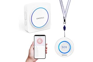 SINGCALL Tuya WiFi Smart Alarme Maison SOS sans Fil, Système D'alarme Personnel pour Les Patients Âgés/Les Personnes Âgées/Les Enfants, 1 Bouton de Panique Connecté au Téléphone et 1 Récepteur