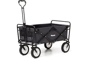 Lifegoods Chariot Pliable Enfant - Chariot De Transport - De Jardin - Chariot De Plage - Chariot - roulettes Pivotantes - 2 Stands Capacité De Charge 70KG - Noir