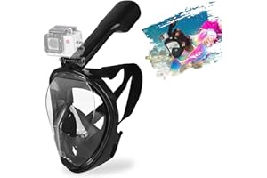 SENTAIMAO Full Snorkel Mask Full Face Snorkel Mask adult with Panoramic View/Anti-fog Anti-leak Design/Sports Camera Mount