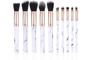 HYX Makeup Brushes 10Pcs Marble Make Up Brushes Set - Includes Foundation, Blusher, Powder, Blending, Eyeshadow and Concealer Brushes, Gift for Women Girls (Black)