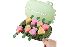 ZEPHYRHOME Moule à glace en silicone pour enfants,sans BPA,avec bâtonnets et couvercle,en formes d’animaux,de fleurs,de fruits et de lapin,sorbets et sucettes,réutilisable pour l’été et les fêtes d’enfants(vert)