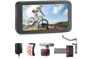 VSYSTO Fahrrad Rückfahrkamera mit 4,5" HD Monitor, WiFi Dashcam Fahrrad, Nachtsicht, Aufzeichnung von Kilometerstand, Geschwindigkeit, Kalorien,für Mountainbike,E-Bikes,Lenker, Rennrad