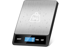 Zivacate Digital Köksvåg 5 kg / 11 lb, 1 g / 0,05 oz Precision, 6 Enheter | Precis Köksvåg med Stor Rostfri Platta, Lutande Touchskärm, Tara-Funktion och LCD-Display, För Bakning och Matlagning