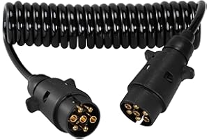 Voilamart 3M 7Pin Trailer Extension Cable with Trailer Adapter Plug Socket Connector,7 Core Towing Caravan Trailer Truck RV Electrical Wiring Cable Connector for Towing Caravan Truck(Male to Male)