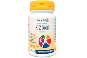 LongLife® K-2 Gold | Con vitamina K2 da natto (MenaQ7®) | Alta biodisponibilità | Benessere osseo e cardiovascolare | Fino a 2 mesi di trattamento | Senza glutine