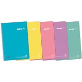 Enri, Notebooks A4 (Folio) 4x4 Square, Plastic Cover, 80 Sheets, Pack 5 Notebooks, Pastel Colours