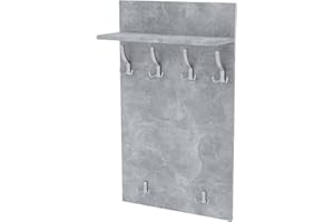 AKKE Garderobenpaneel Wandgarderobe Mit Ablage Wandpaneel Garderobe PVC Maxi Hellgrau 120cm x 60 cm