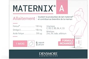 Densmore - Maternix A - Complément Alimentaire Allaitement - 100% des Apports Nutritionnels - Vitamine C, Oméga 3, Vitamine D3, Zinc, Vitamine E - 30 Capsules - Cure de 1 mois - Fabriqué en Europe