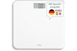 ‎ADE ADE Sprechende Personenwaage digital Deutsch | bis 250kg | Körperwaage mit Sprachausgabe in 5 Sprachen | sehr großes Display | ideal für Blinde, Sehbehinderte und Senioren